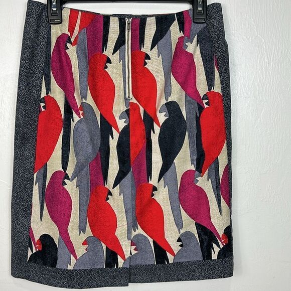 Nic + Zoe Parrot Print Cotton Blend Knee Length Pencil Skirt Size 4 - Picture 4 of 12